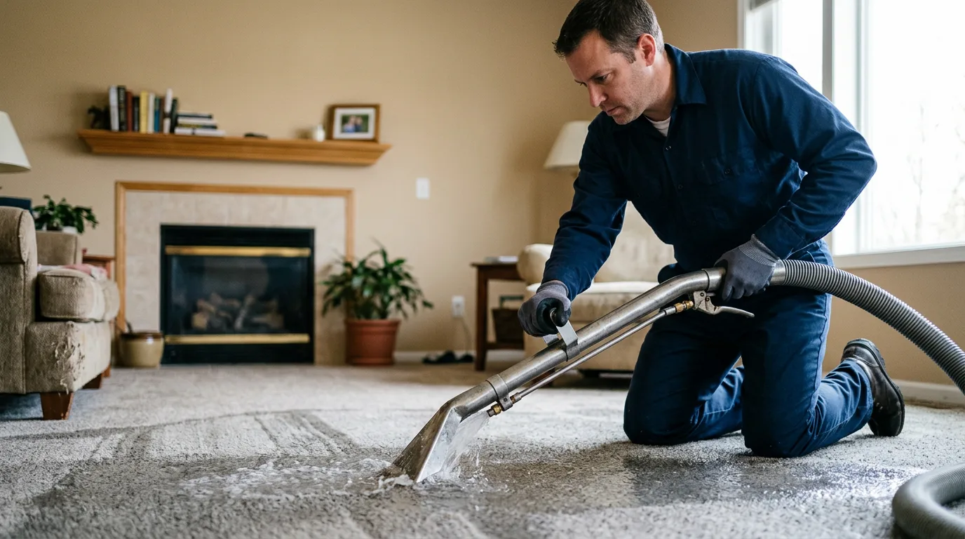 Water damage restoration technician working near Nemours, WV